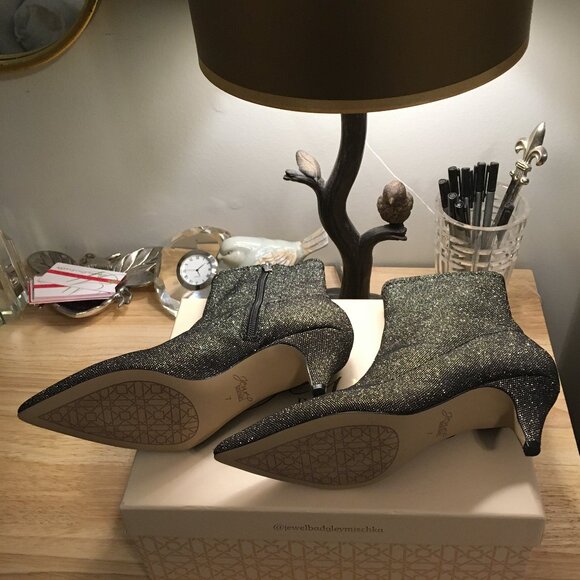 BADGLEY MISCHKA Erma Pointed Toe Booties in Mesh Glitter Size 7 - Picture 9 of 9